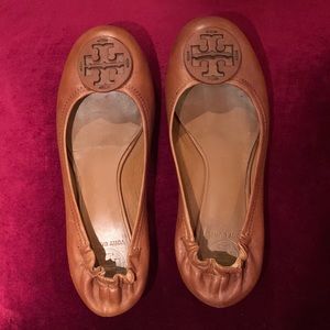 Tory Burch Caramel Brown Leather Flats